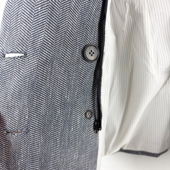 Veronica Beard Oria Double Breasted Herringbone Dickey Blazer Gray Size 10 - Picture 6 of 7